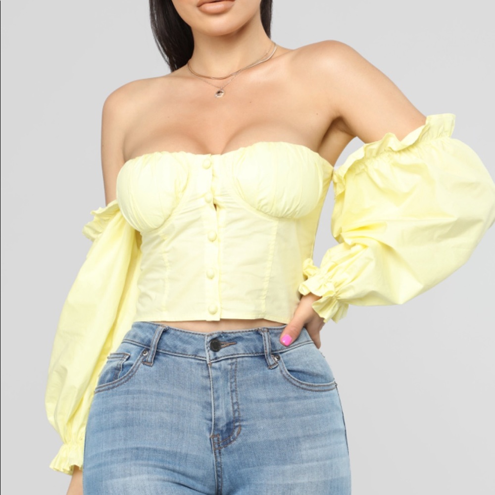 Off The shoulder yellow crop top
